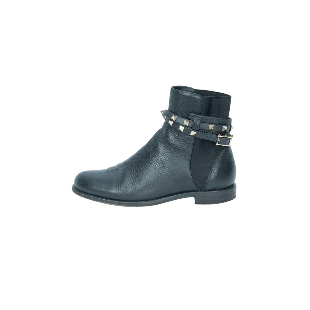 VALENTINO Black Leather Rockstud Chelsea Boots Size 36.5 US 6.5